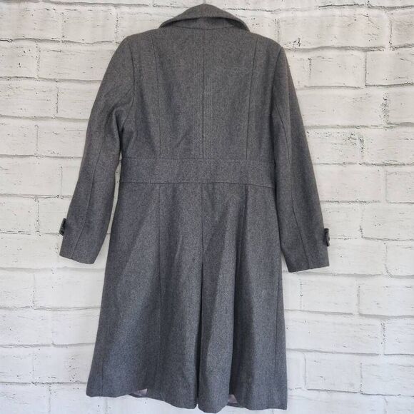 Kenneth Cole Women's Grey Lined Wool Blend Button Front Long Peacoat Size 8 - Picture 6 of 16